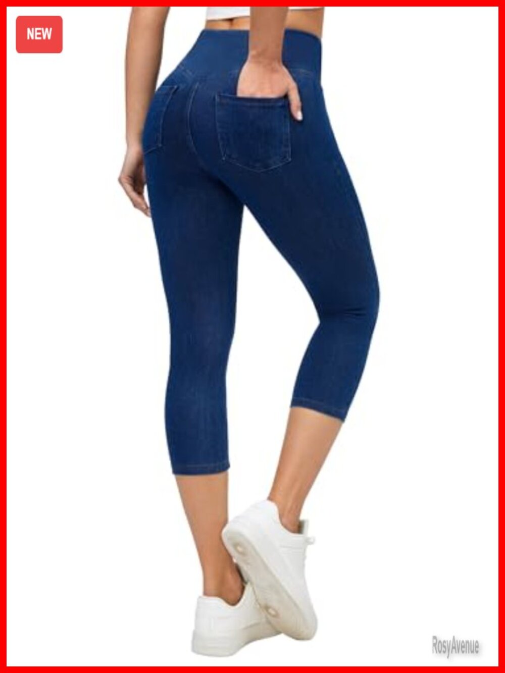 Capri Jeans for Women Stretchy Pull-On Jeggings with Pockets